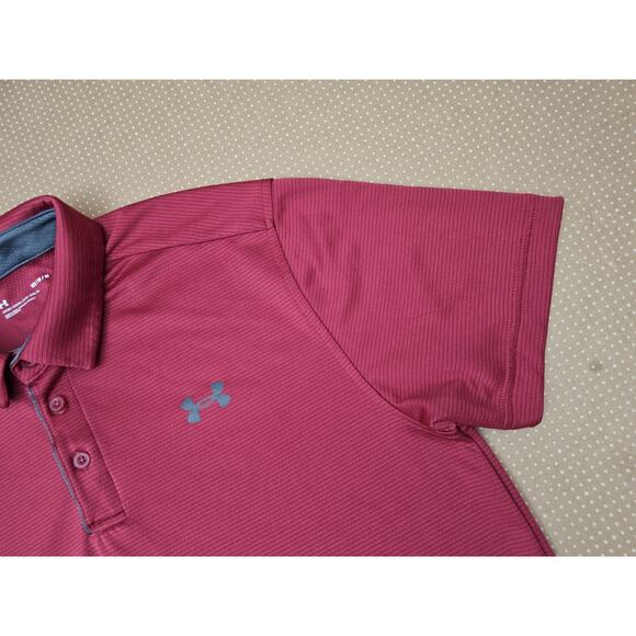 Under Armor Polo Shirt Size Medium Short Sleeve Golf Button Up - Picture 6 of 10